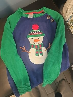 Gymboree Blue & Green Snowman Crewneck Sweater